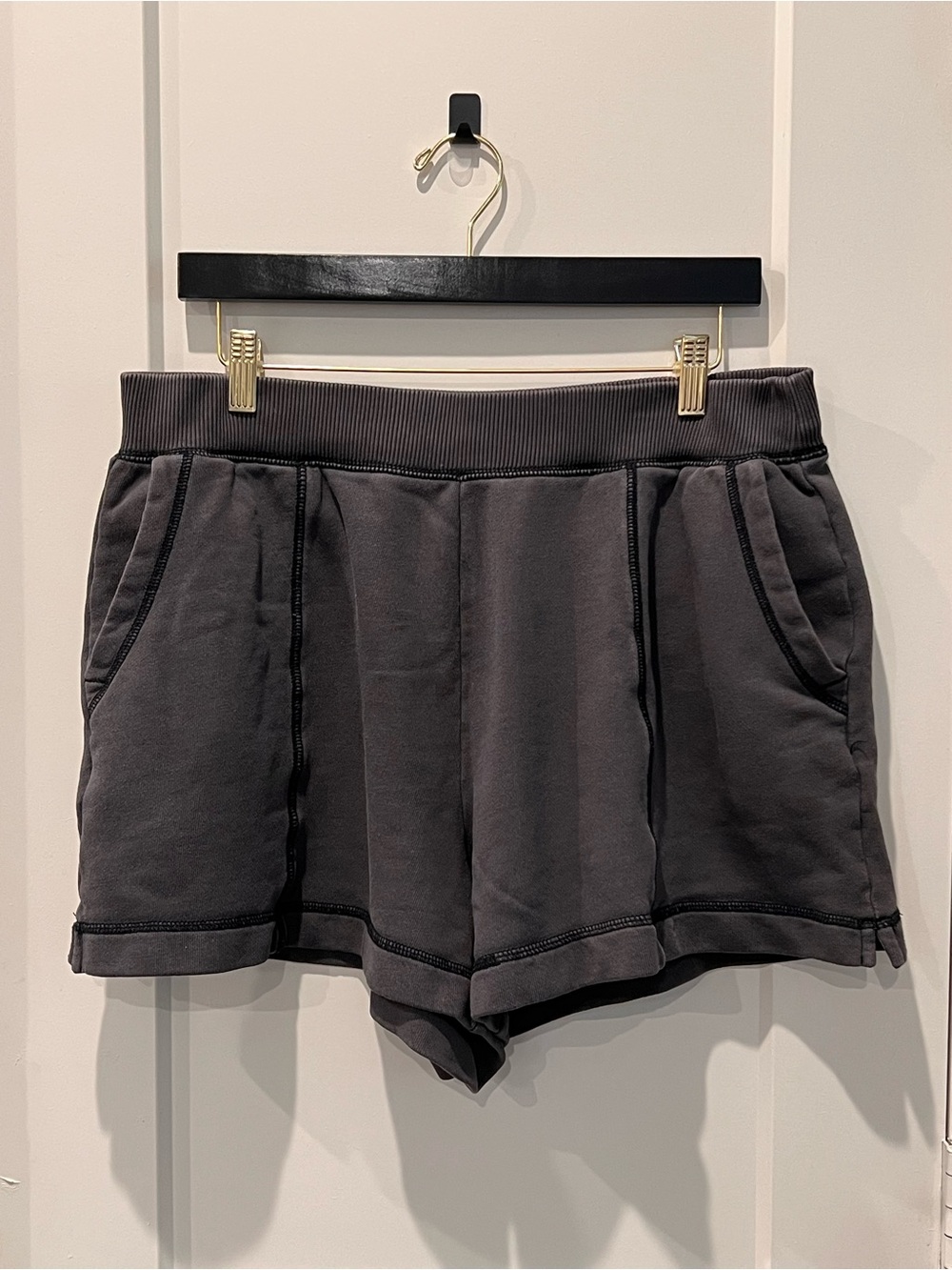 aerie Dark Gray Rib-Waist Athletic Shorts